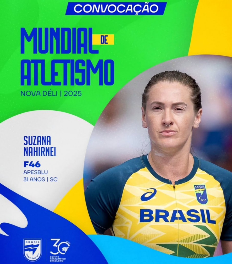 Blumenauense é convocada para representar o Brasil no Mundial de atletismo paralímpico