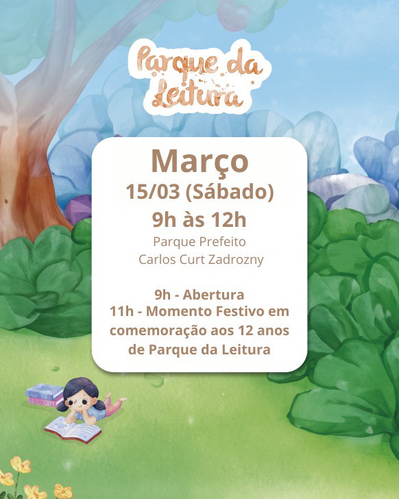 Parque da Leitura comemora 12 anos em evento neste sábado, dia 15, no bairro Progresso